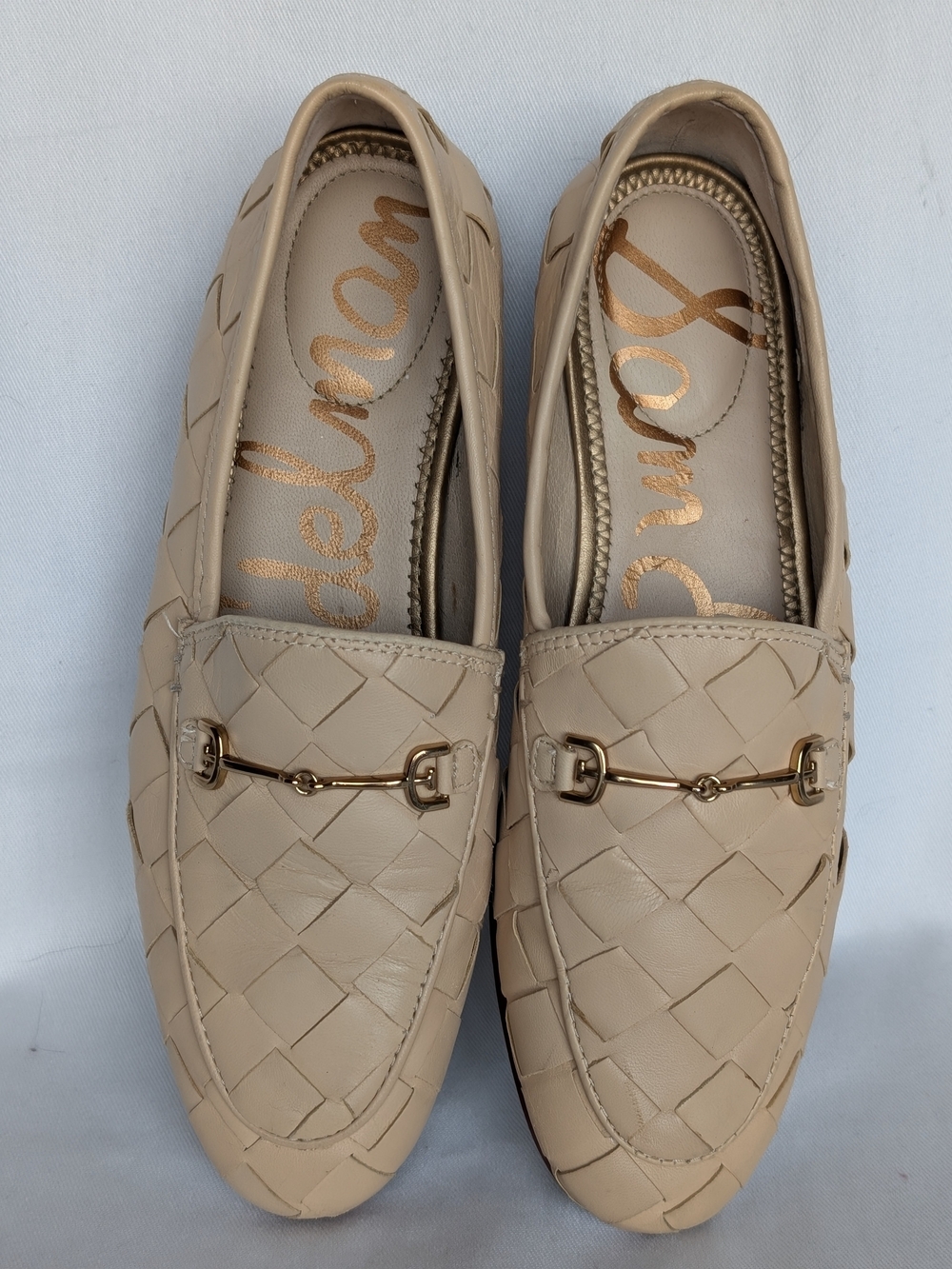 Sam Edelman Loraine Woven Eggshell Leather Horsebit Loafers Women 6.5M